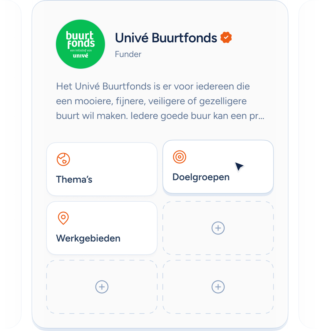 Een illustratie die het samenstellen van een profiel op FindNFund weergeeft.